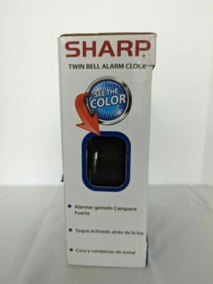 Sharp Black Twin Bell Alarm Clock for Heavy Sleepers Loud Bell Alarm NEW IN BOX - Picture 2 of 5